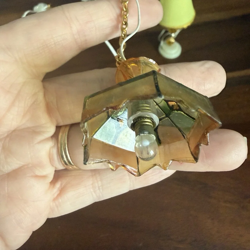 Vintage Miniature Dollhouse Lamp Lot 6 Pc Hanging Tiffany Style Pendant Lights